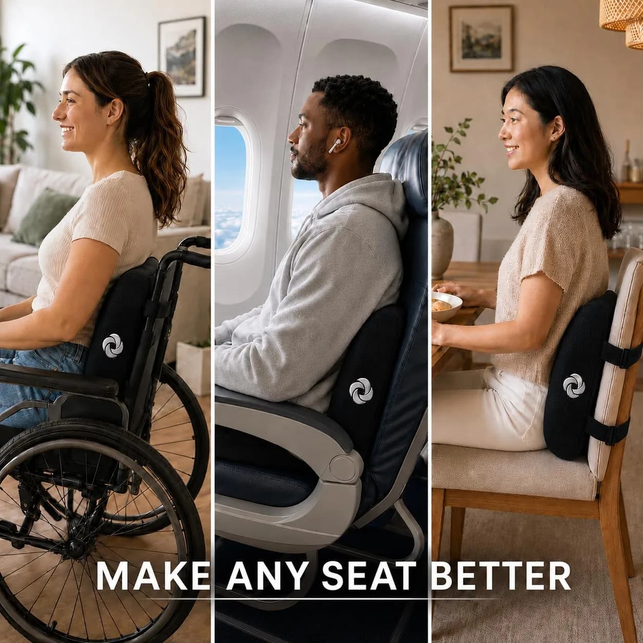 Samsonite Lumbar Support Pillow for Office Chair, Lower Back Support for Car, Back Pillow Desk Chair Cushion with Memory Foam, Improved Posture Backrest (Black Mesh) - view 4