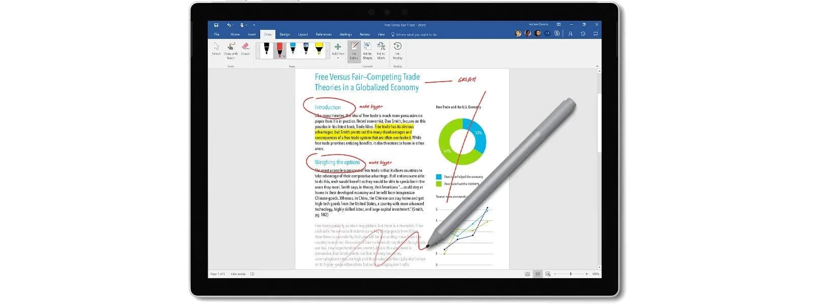 Microsoft Surface Pen Platinum Model 1776 with Eraser | 4096 Pressure Points, Low Latency, Tilt Support - view 3