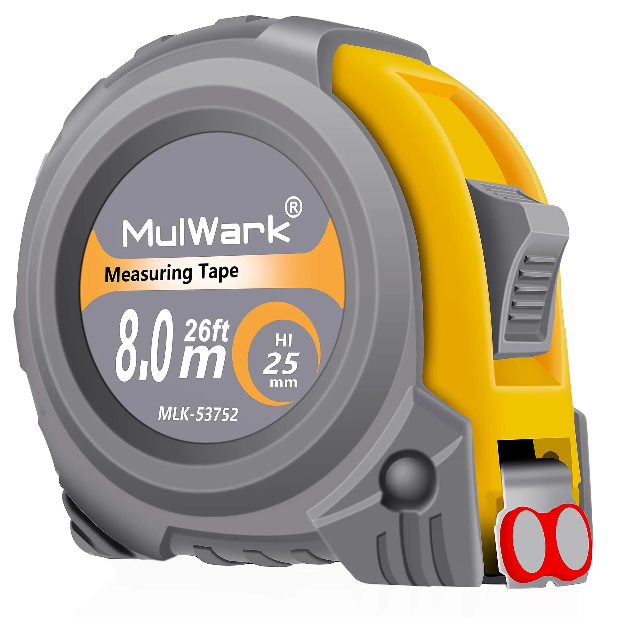 MULWARK 7.9m (26ft) Retractable Tape Measure with Magnetic Hook & Shockproof Case | Dual Scale for Construction & Woodworking — 26ft Measuring Tape Measure