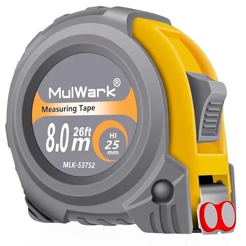 MULWARK 7.9m (26ft) Retractable Tape Measure with Magnetic Hook & Shockproof Case | Dual Scale for Construction & Woodworking thumbnail 1