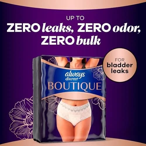 Always Discreet Boutique Incontinence & Postpartum Underwear Large Rosy | Soft, Thin, Leak-Proof Fit thumbnail 5