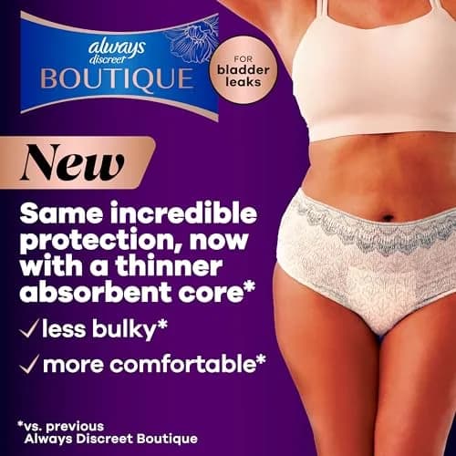 Always Discreet Boutique Incontinence & Postpartum Underwear Large Rosy | Soft, Thin, Leak-Proof Fit thumbnail 2
