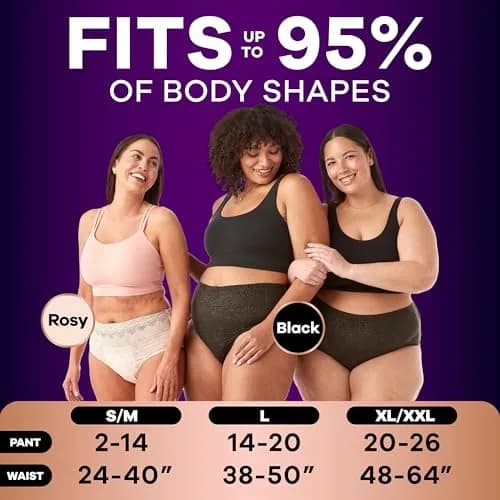 Always Discreet Boutique Incontinence & Postpartum Underwear Large Rosy | Soft, Thin, Leak-Proof Fit thumbnail 3