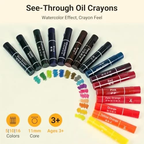 KOKUYO Transparent Oil Gel Crayons 10 Colors | Non-Toxic, Assorted Colors thumbnail 2