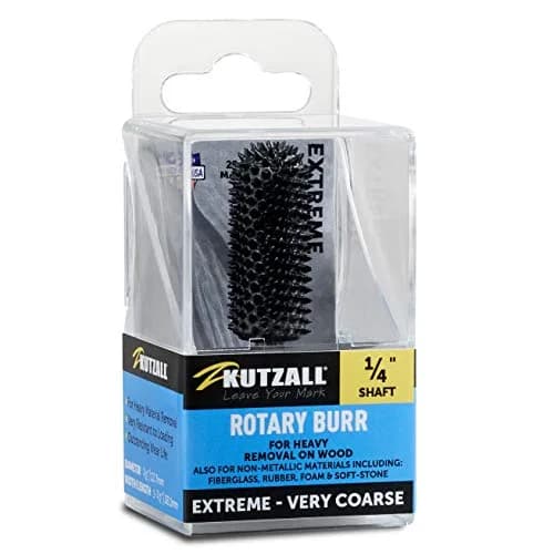 Kutzall Extreme Ball Nose Burr 1/4" Shank, 3/8" Dia. (9.5mm) x 1-1/2" (38.1mm) Length | Very Coarse Tungsten Carbide Wood Carving Bit thumbnail 1