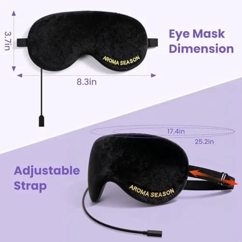 Aroma Season Heated Eye Mask | Warm Compress for Dry Eyes & Migraine Relief, Graphene Heating, Lavender Pack, Black thumbnail 7