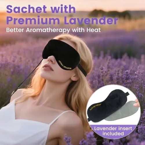 Aroma Season Heated Eye Mask | Warm Compress for Dry Eyes & Migraine Relief, Graphene Heating, Lavender Pack, Black thumbnail 3