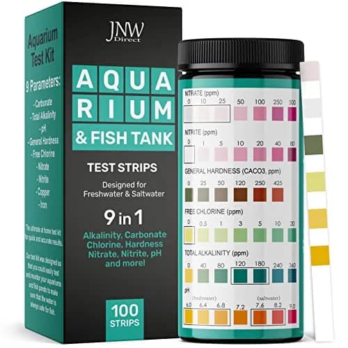 JNW Direct 9-in-1 Aquarium Test Strips - 100 Count | Freshwater & Saltwater Water Quality Testing thumbnail 1