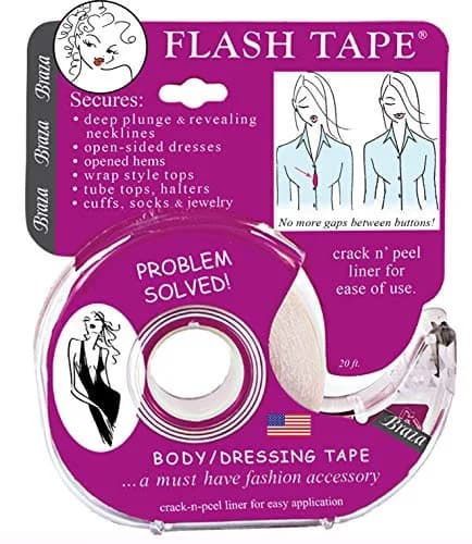 Braza Flash Tape - Double Sided Clear Adhesive Clothing, Fabric and Body Tape - 60 ft | Discreet, Water-Resistant Fix for Wardrobe Malfunctions thumbnail 1