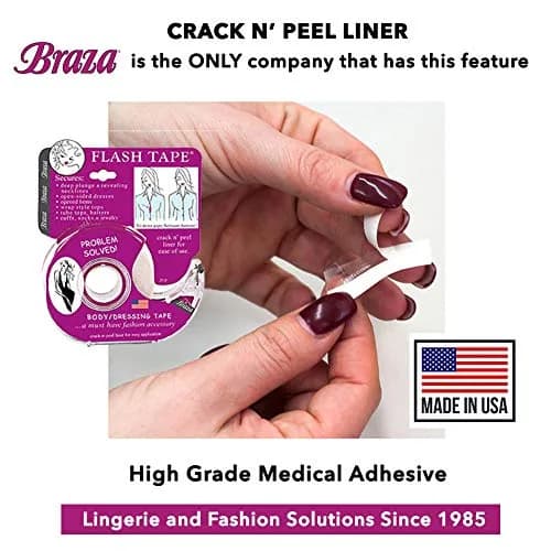 Braza Flash Tape - Double Sided Clear Adhesive Clothing, Fabric and Body Tape - 60 ft | Discreet, Water-Resistant Fix for Wardrobe Malfunctions thumbnail 2