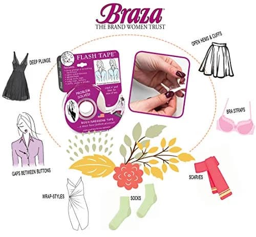 Braza Flash Tape - Double Sided Clear Adhesive Clothing, Fabric and Body Tape - 60 ft | Discreet, Water-Resistant Fix for Wardrobe Malfunctions thumbnail 3