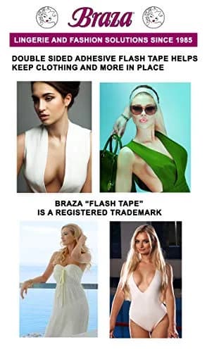 Braza Flash Tape - Double Sided Clear Adhesive Clothing, Fabric and Body Tape - 60 ft | Discreet, Water-Resistant Fix for Wardrobe Malfunctions thumbnail 4