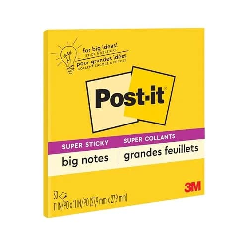 Post-it Super Sticky Big Notes 11 x 11 in. (28 x 28 cm) Yellow | Vision Board & Brainstorming Tool thumbnail 1