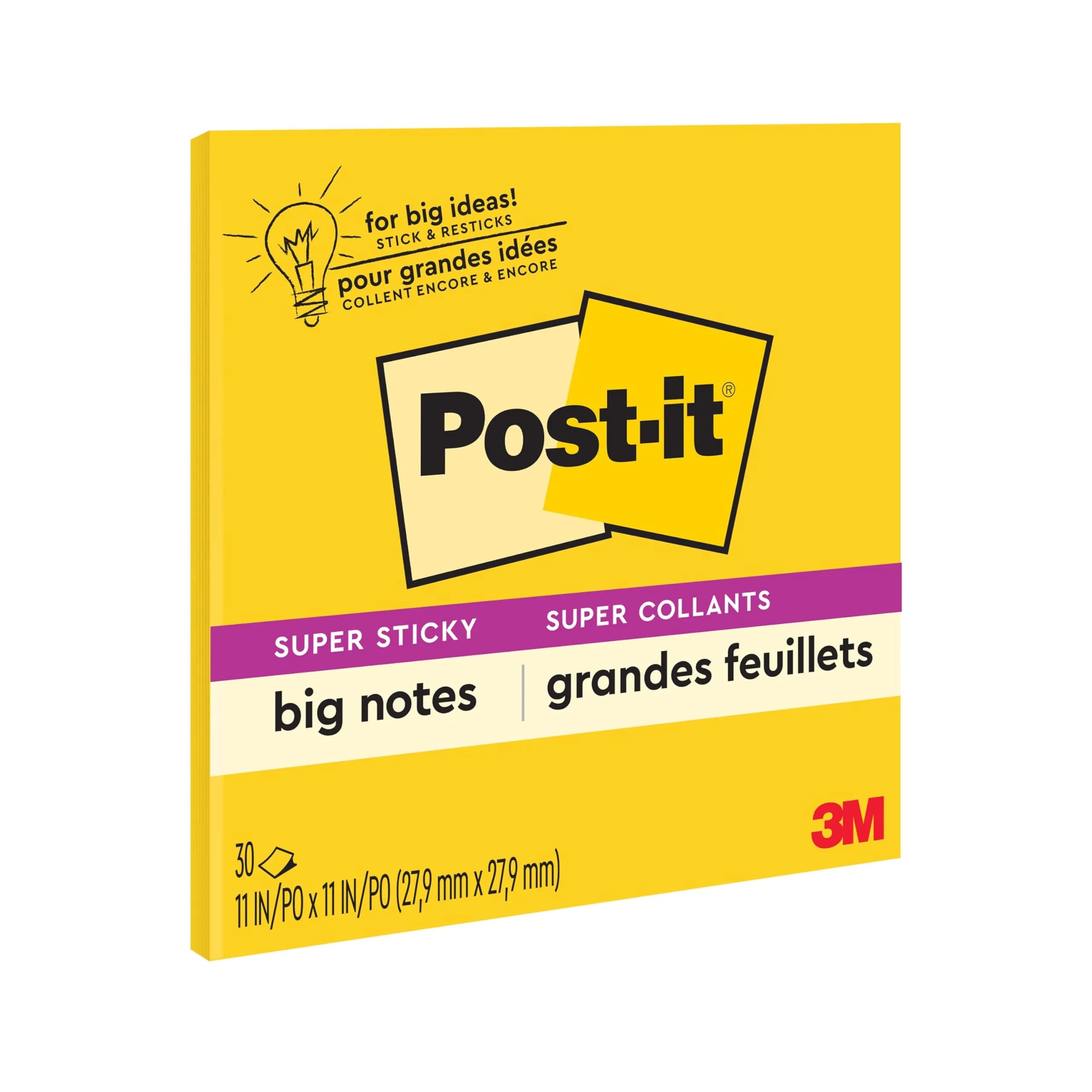 Post-it Super Sticky Big Notes 11 x 11 in. (28 x 28 cm) Yellow | Vision Board & Brainstorming Tool