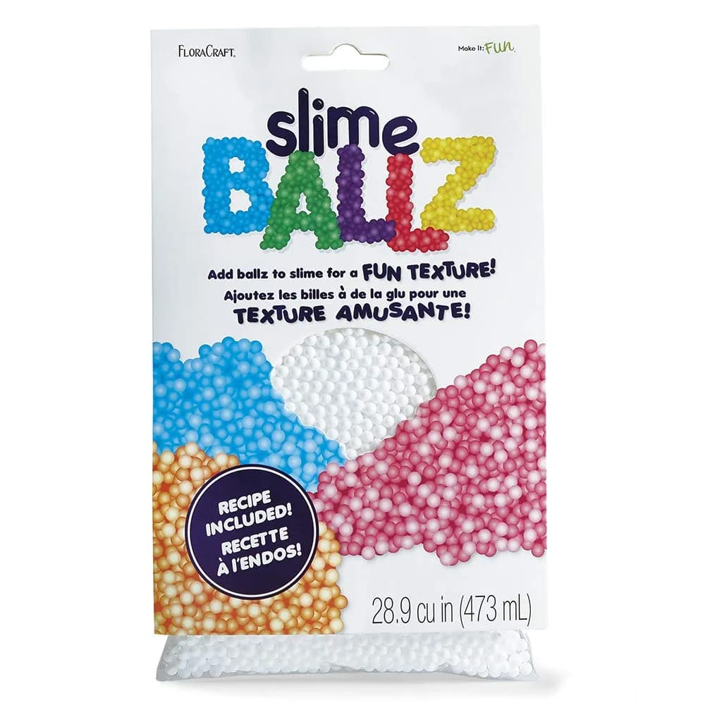 FloraCraft Slime Ballz 2 Cups White | Foam Micro Beads for DIY Floam, Safe & Fun (70-120 chars) — White