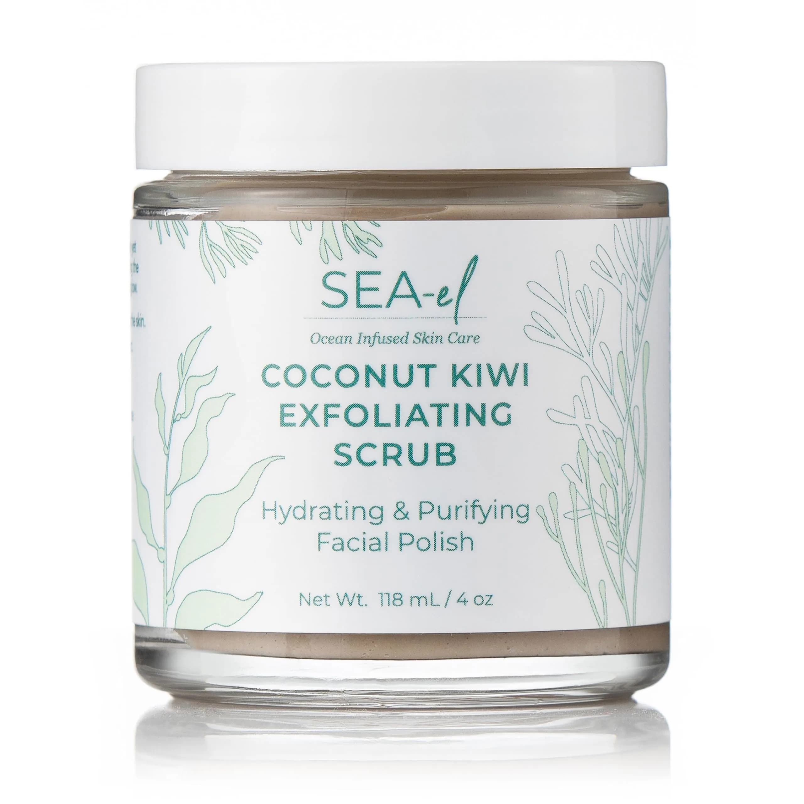 Sea-El Coconut Kiwi Exfoliating Face Scrub 4 Oz | Hydrating, Calming & Purifying — 4 Ounce