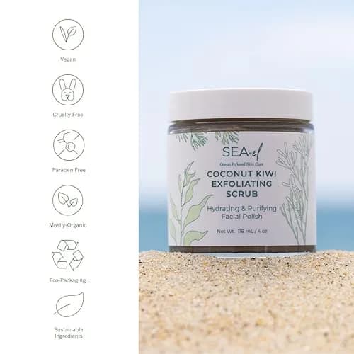 Sea-El Coconut Kiwi Exfoliating Face Scrub 4 Oz | Hydrating, Calming & Purifying thumbnail 3