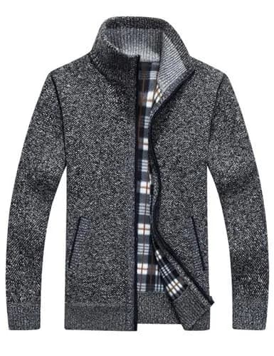 Yeokou Men's Slim Fit Zip Up Casual Knitted Cardigan Sweater with Pockets (Medium, Dark Grey) | Soft Cashmere Blend, Casual & Warm thumbnail 6