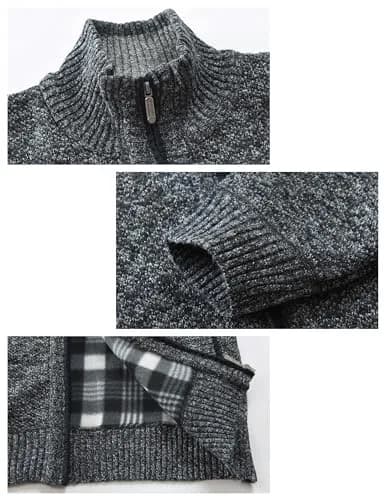 Yeokou Men's Slim Fit Zip Up Casual Knitted Cardigan Sweater with Pockets (Medium, Dark Grey) | Soft Cashmere Blend, Casual & Warm thumbnail 8