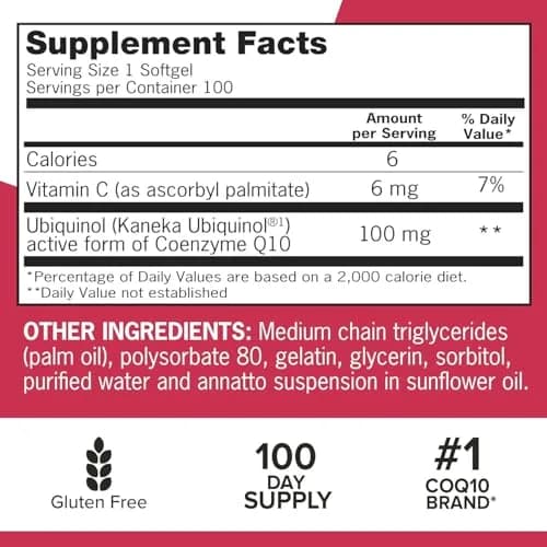Qunol Mega Ubiquinol CoQ10 100mg Softgels (100 Count) | Superior Absorption for Heart Health thumbnail 6