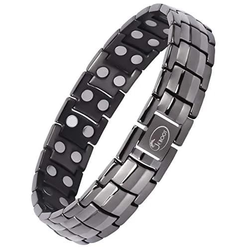 JEROOT Magnetic Bracelet for Men, Pure Titanium Double Row 3500 Gauss Magnets | 22cm (8.6 inches) Adjustable thumbnail 1