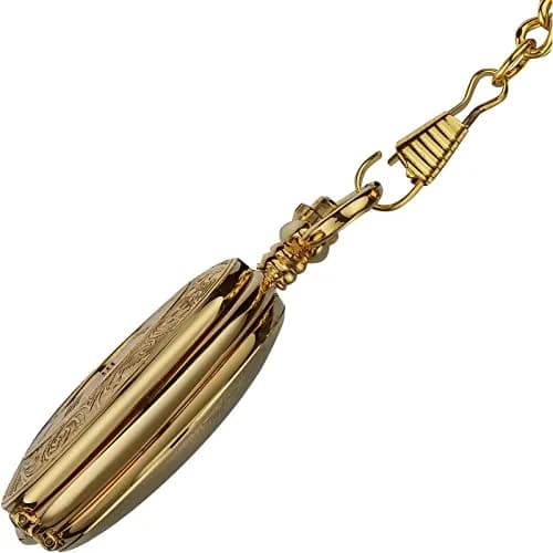 VIGOROSO Mechanical Pocket Watch for Men Gold with Chain | Vintage Skeleton Dial, 4.6cm Diameter, Hand Wind, Classic Style thumbnail 5