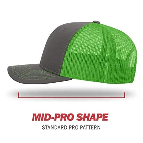 Richardson 112 Split Charcoal/Neon Green Trucker Baseball Cap - One Size - view 3