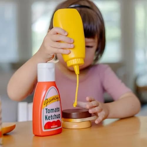 Melissa & Doug Favorite Condiments Play Kitchen Food Toys | 5 Containers with Squirting Action, Ages 3-6 thumbnail 5