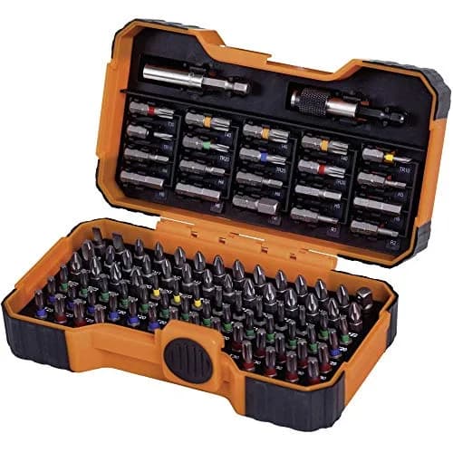 Bahco BH59/S100BC 100-Piece Colour Coded Bit Set with Bit Holder | Alloy Steel Screwdriver Bits for Slotted, Phillips, Pozidriv, Hexagon, Robertson, TORX, TORX Tamper thumbnail 1