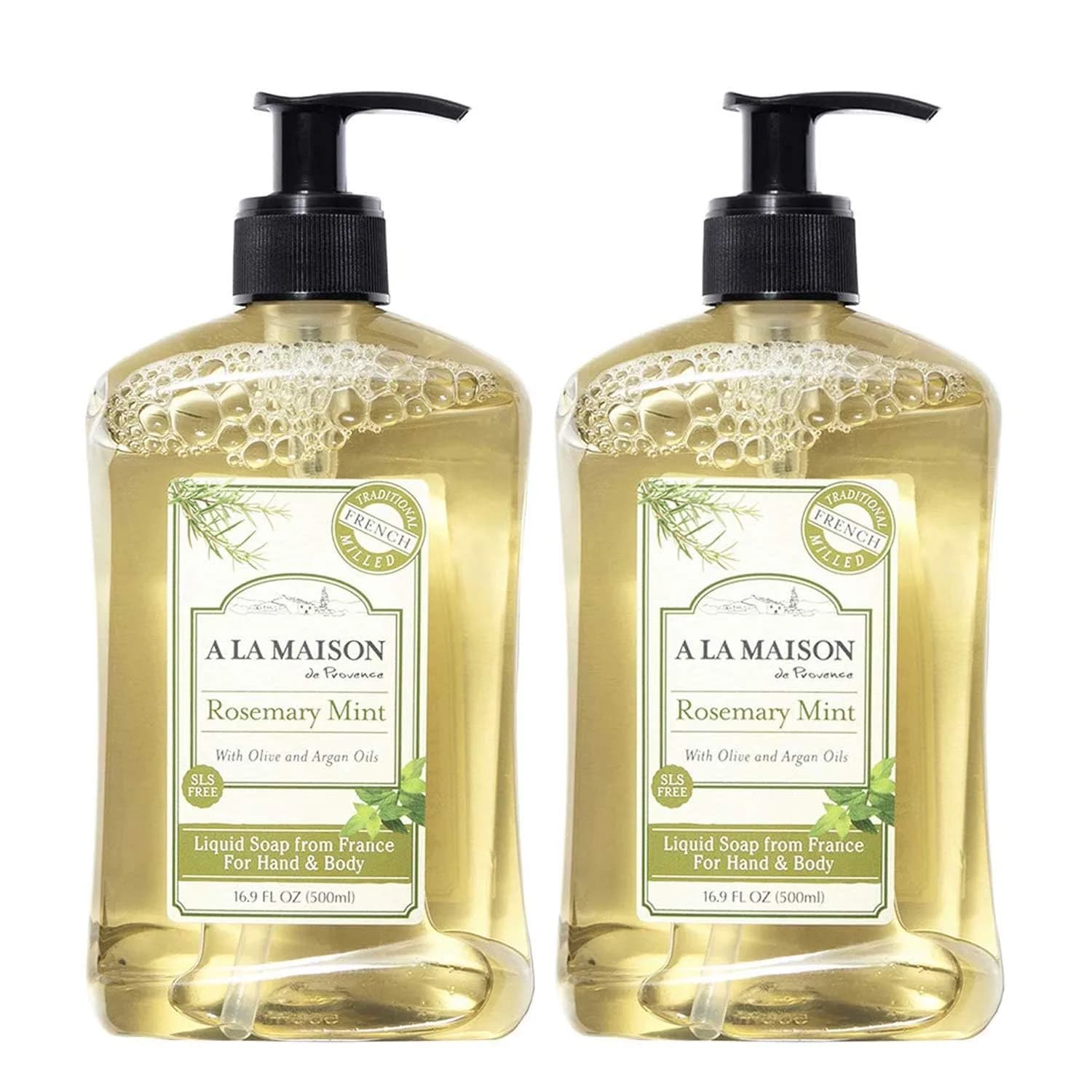A LA MAISON French Liquid Hand Soap, Rosemary Mint | Natural, Vegan, Biodegradable (16.9 oz, 2 Pack) - main product image