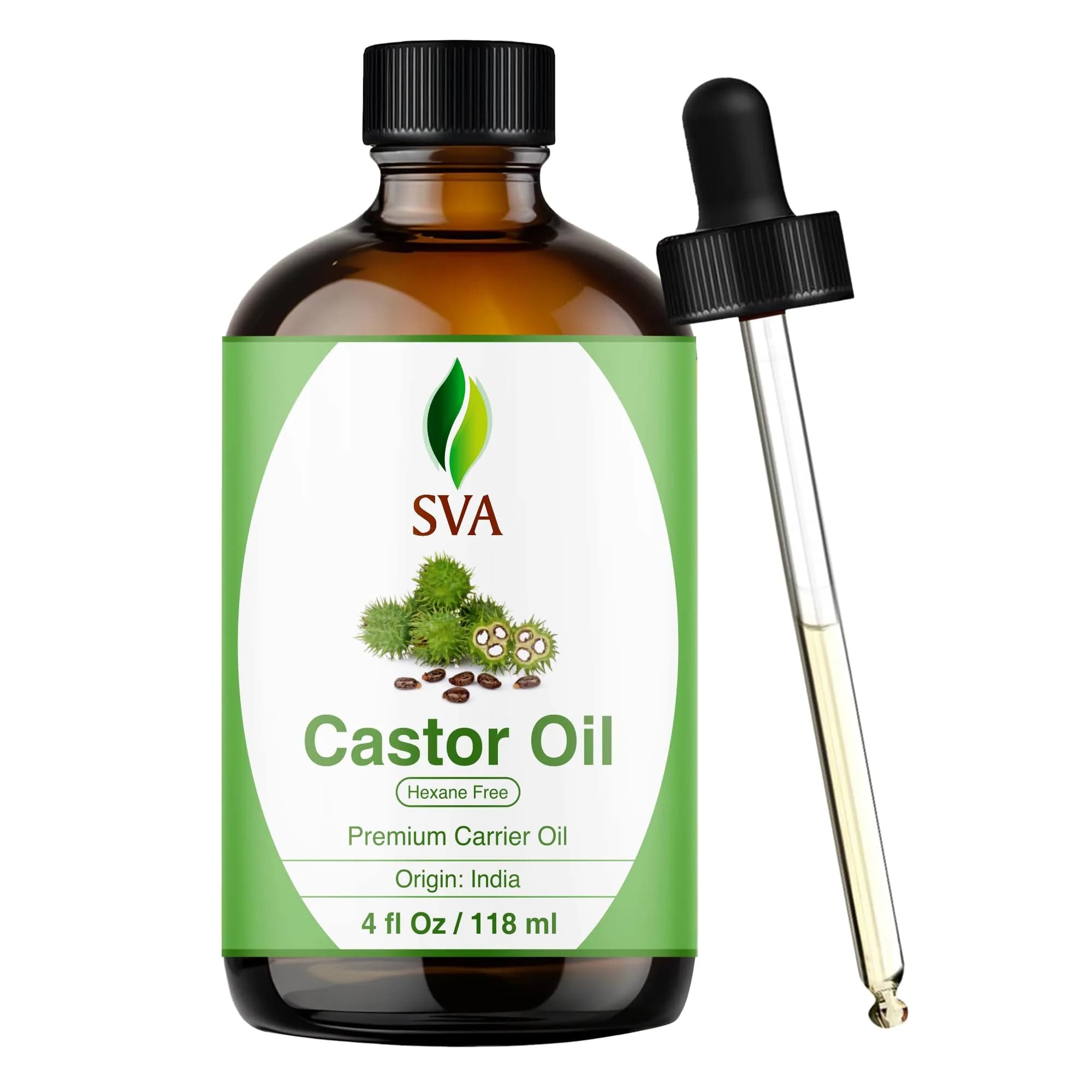 SVA Organics Castor Seed Oil 4 Fl Oz (Pack of 1) - 100% Natural Cold Pressed Carrier Oil - main product image