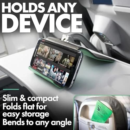 Flight Flap Airplane Phone Holder, Flexible Folding Cellphone Stand, Green | Travel & Long Flight Accessory thumbnail 4