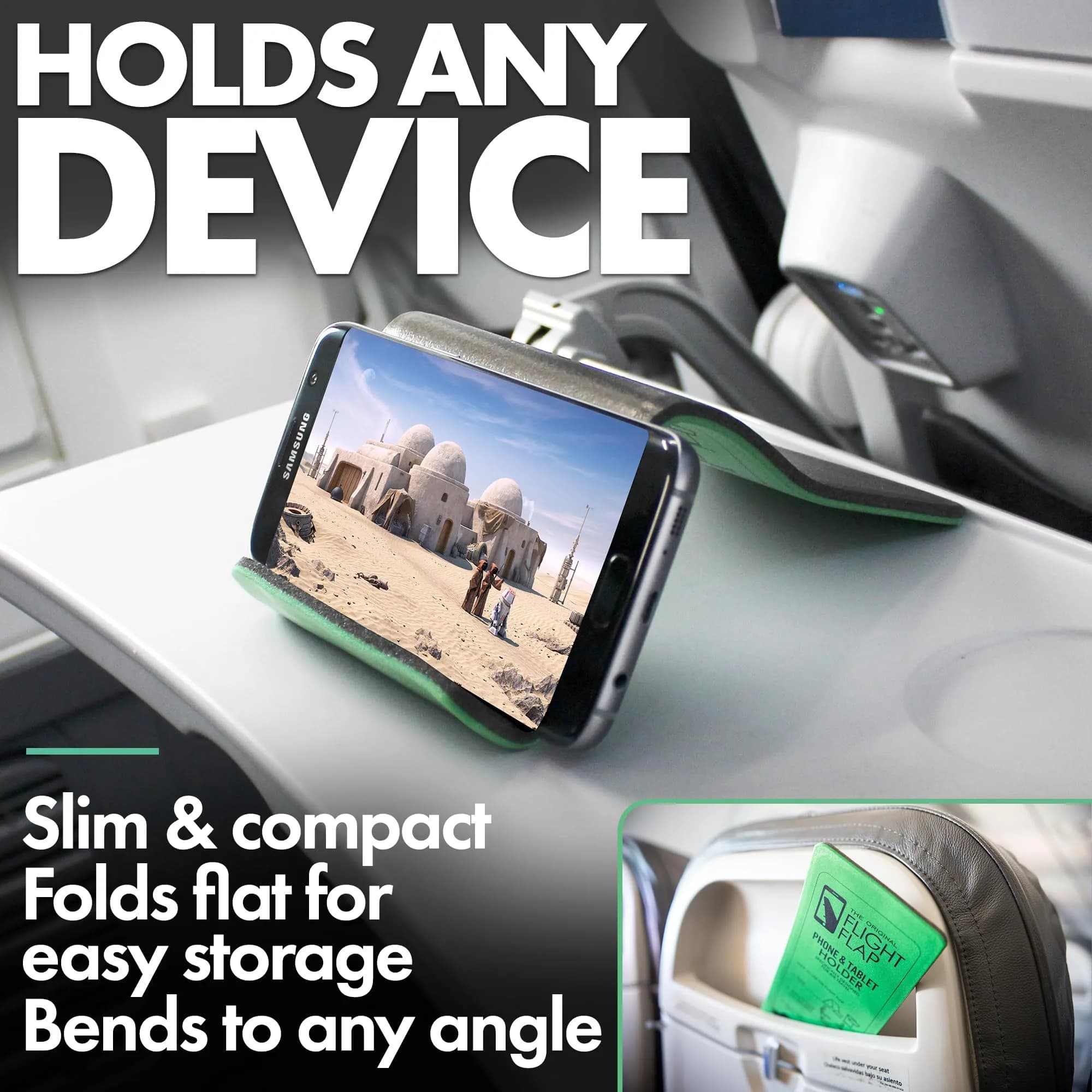 Flight Flap Large Green Flexible Airplane Phone Holder for Travel - view 4