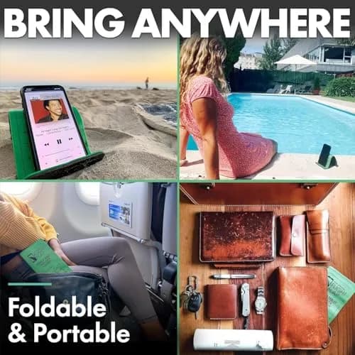 Flight Flap Airplane Phone Holder, Flexible Folding Cellphone Stand, Green | Travel & Long Flight Accessory thumbnail 5