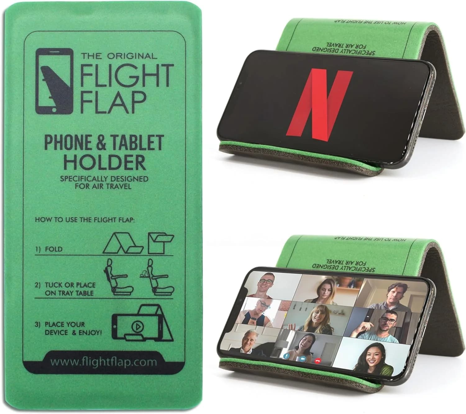 Flight Flap Flexible Airplane Phone Holder | 30.5cm x 17.8cm (12in x 7in) — Green / Large