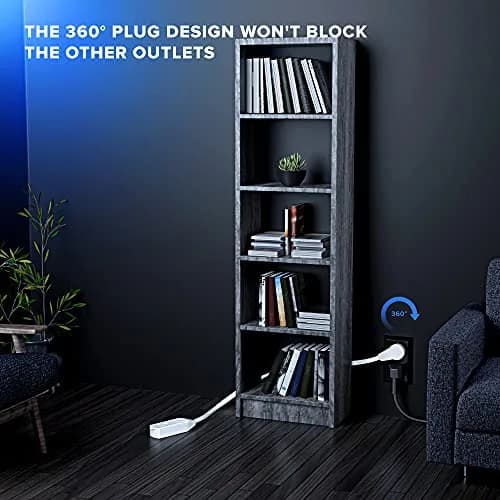 Maximm 1 Ft UL 360° Rotating Flat Plug Extension Cord, 3-Outlet, 16/3 AWG | Space-Saving Design for Indoor Use thumbnail 9