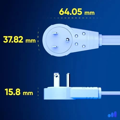 Maximm 1 Ft UL 360° Rotating Flat Plug Extension Cord, 3-Outlet, 16/3 AWG | Space-Saving Design for Indoor Use thumbnail 3