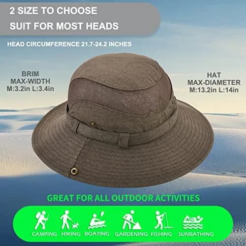 KeepSa Cotton Sun Hat Men Wide Brim Bucket Safari Boonie | Breathable, Foldable & UV Resistant (70-120c) thumbnail 4