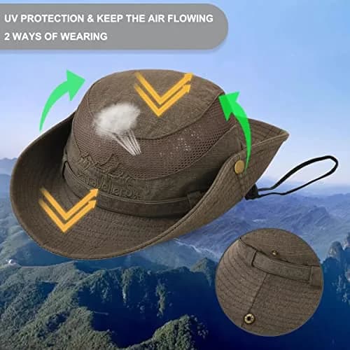 KeepSa Cotton Sun Hat Men Wide Brim Bucket Safari Boonie | Breathable, Foldable & UV Resistant (70-120c) thumbnail 3