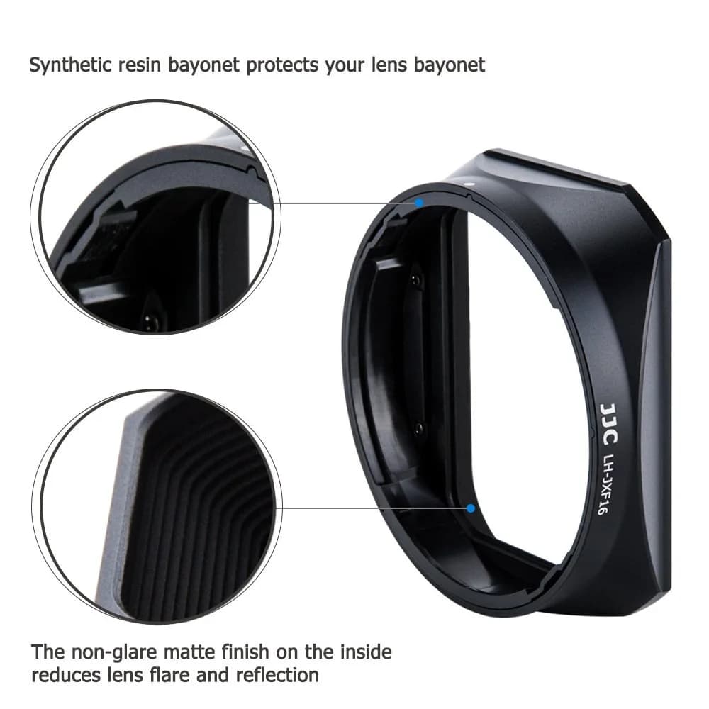 JJC Metal Lens Hood for Fuji XF 16mm F1.4 R WR Lens | Bayonet Mount, Blocks Stray Light - view 3