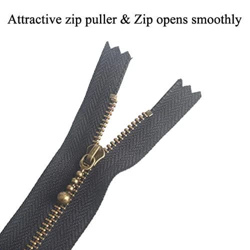Beaulegan Metal Zippers 10 Pcs - #3 Antique Brass Close-end 7.9 Inch (20 cm), Assorted Color | Heavy Duty Metal Zippers for Bags & Crafts thumbnail 3