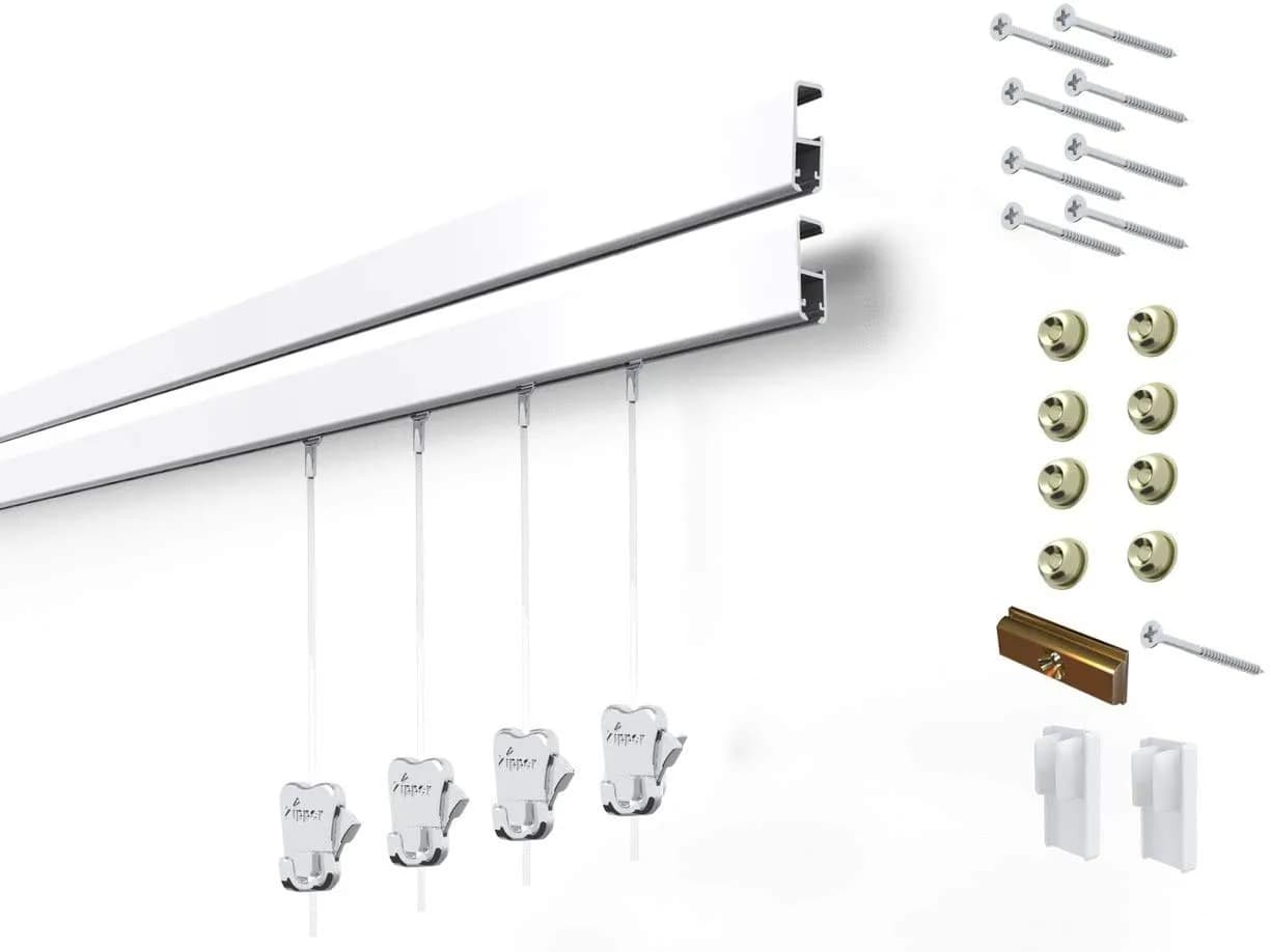 Stas Picture Hanging Systems Cliprail Pro White - Heavy Duty Art Rail 19.69 ft | Elegant & Strong Wall Mount — white rails