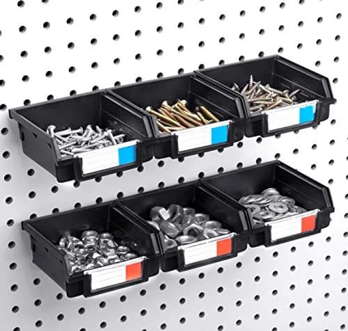Right Arrange Pegboard Bins - 6 Pack Black | Organize Hardware & Small Parts thumbnail 1