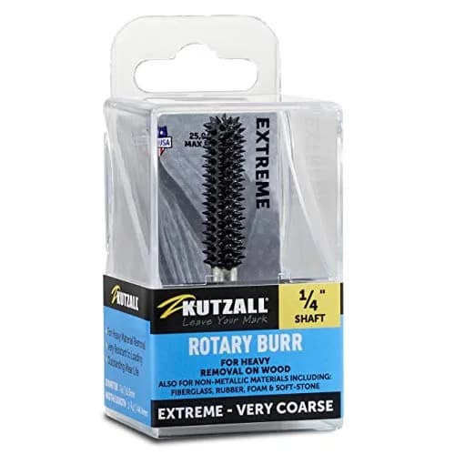 Kutzall Extreme Ball Nose Burr 1/4" (6.35mm) Shank, Very Coarse | USA-Sourced Tungsten Carbide Wood Carving Bit thumbnail 1