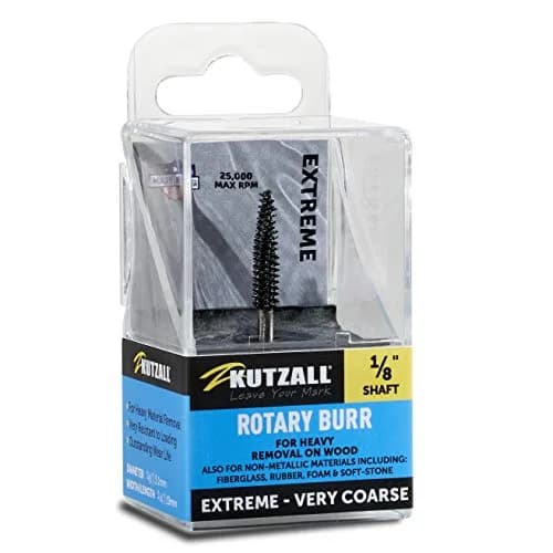 Kutzall Extreme Taper Rotary Burr 1⁄8" Shaft Very Coarse | Wood Carving Bit for Dremel, Foredom, DeWalt, Milwaukee thumbnail 1