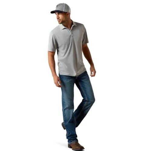 ARIAT Men's Tek Polo Shirt, Gray, XXL | Advanced sweat-wicking, odor-resistant, UPF sun protection thumbnail 4