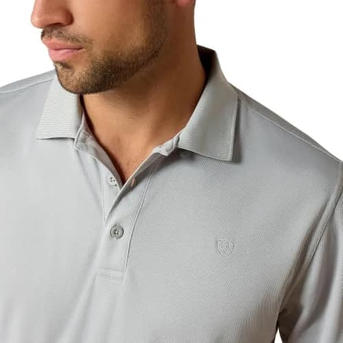 ARIAT Men's Tek Polo Shirt, Gray, XXL | Advanced sweat-wicking, odor-resistant, UPF sun protection thumbnail 5