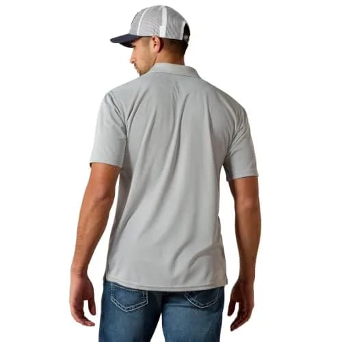 ARIAT Men's Tek Polo Shirt, Gray, XXL | Advanced sweat-wicking, odor-resistant, UPF sun protection thumbnail 2