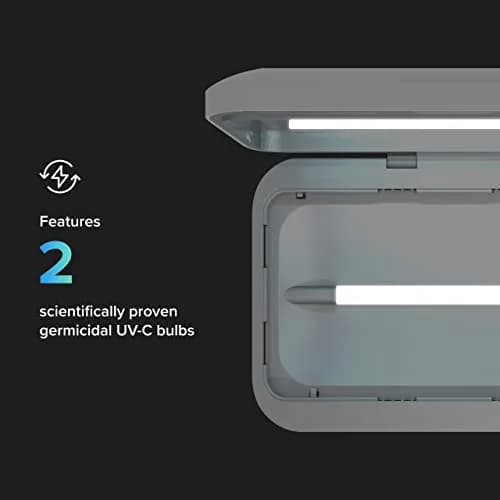 PhoneSoap 3 UV Phone Sanitizer Box & Dual Charger | 360° UVC Disinfection, Silver thumbnail 6