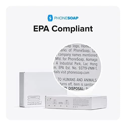 PhoneSoap 3 UV Phone Sanitizer Box & Dual Charger | 360° UVC Disinfection, Silver thumbnail 7